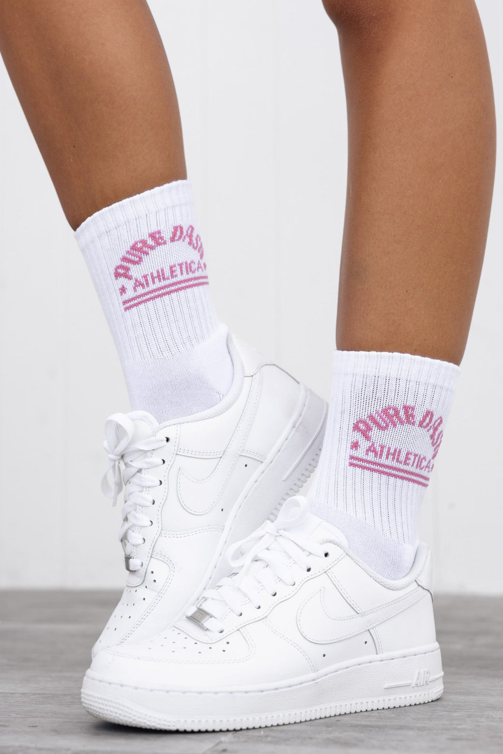 Pure Dash Crew Socks - Pink/White