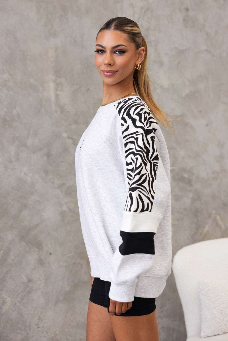 Move Me Panelled Sweater - Snow Marle