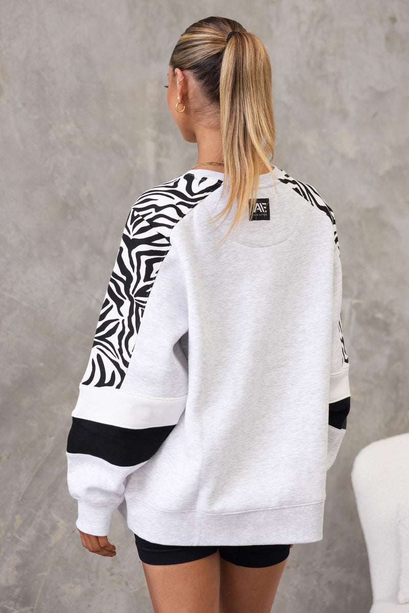 Move Me Panelled Sweater - Snow Marle