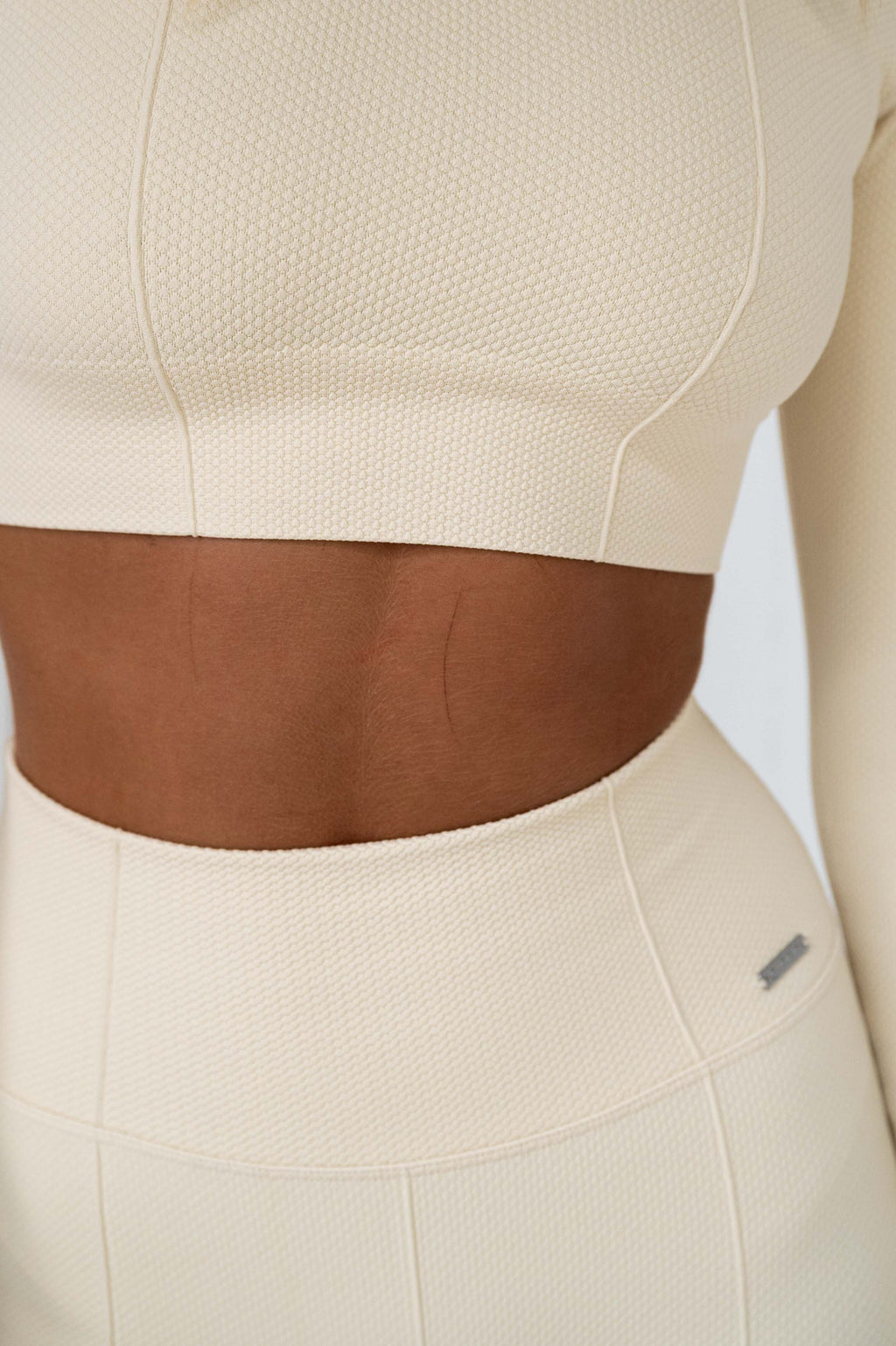 Oat White Luxe Seamless Crop Long Sleeve