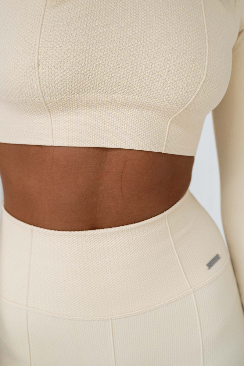 Oat White Luxe Seamless Crop Long Sleeve