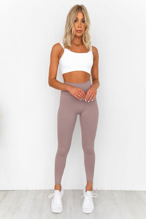 Dusty Violet Ribbed Seamless Tights