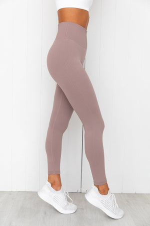 Dusty Violet Ribbed Seamless Tights