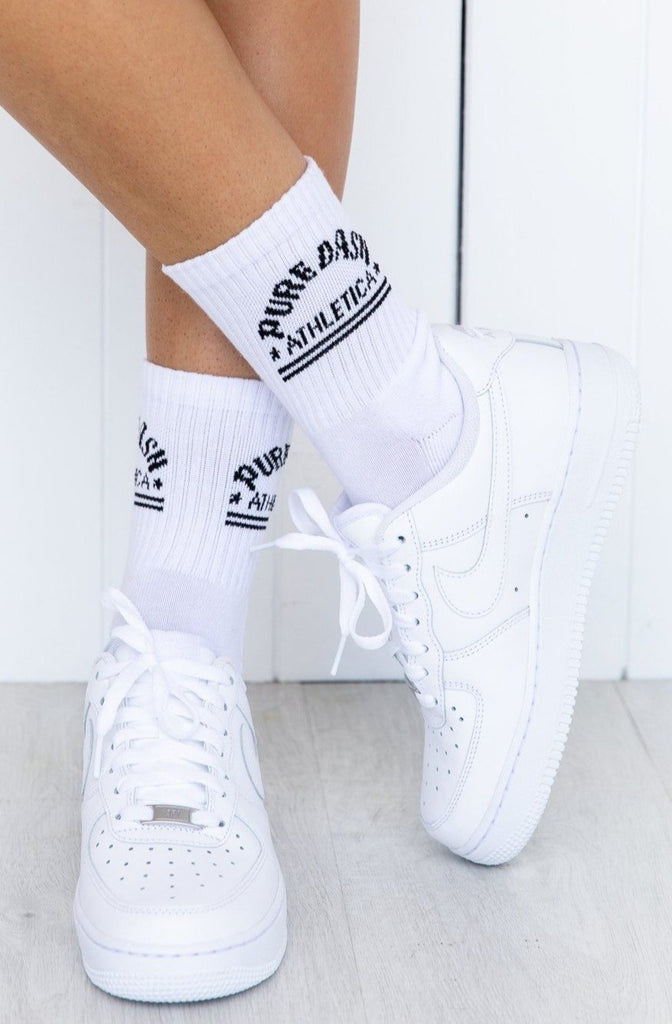 Pure Dash Crew Socks - Black/White