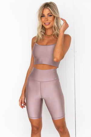 Dusty Violet Shimmer Bike Shorts