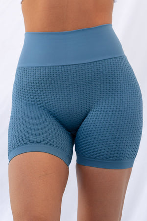 Honeycomb Scrunch Seamless Shorts - Steel Blue