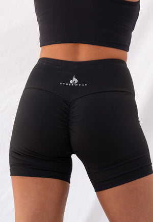 Mid Length Scrunch Shorts - Black