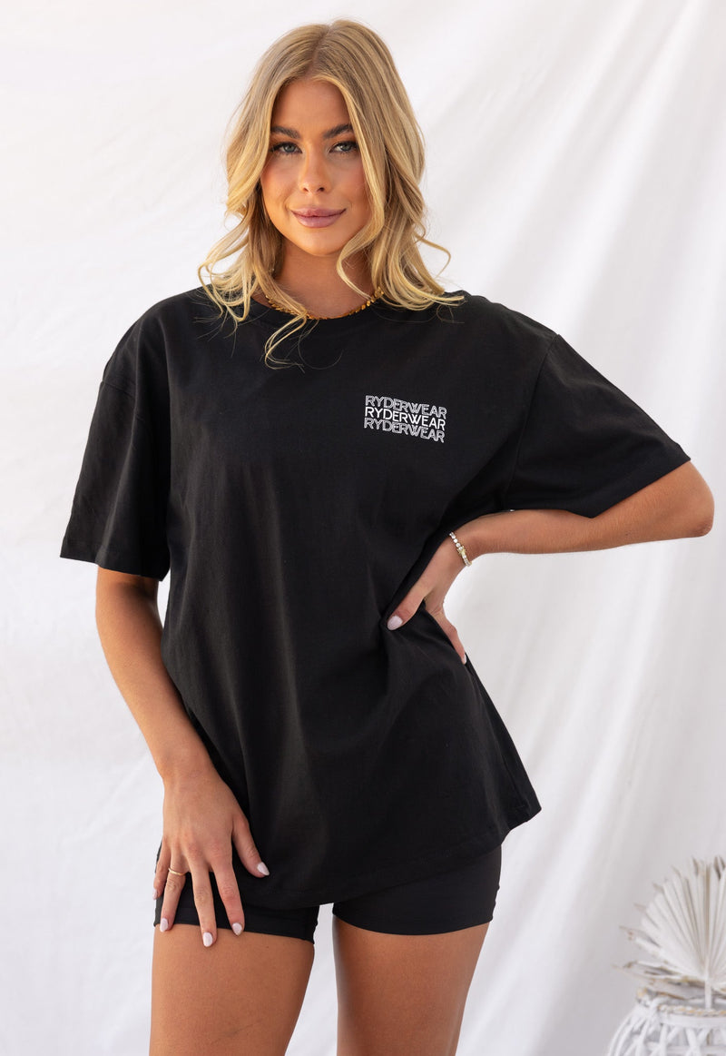 Level Up Oversized Tee - Black/White