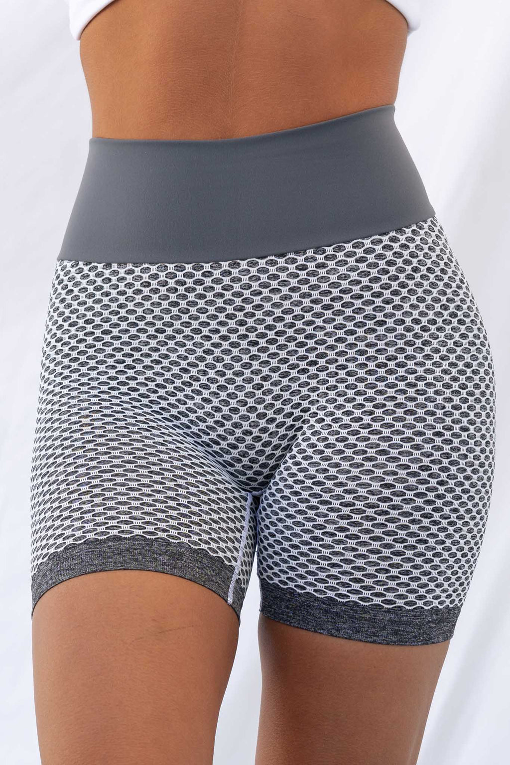 Honeycomb Scrunch Seamless Shorts - Grey Marl